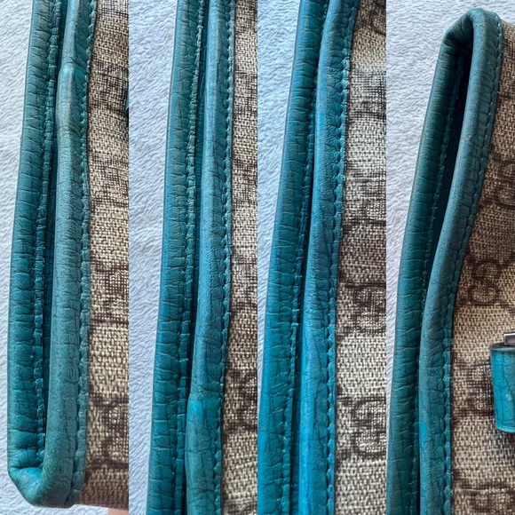 AUTHENTIC GUCCI BLUE COATED LEATHER Gg SUPREME TOTE BAG - Picture 14 of 16